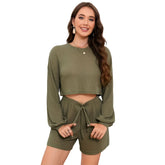 Anzug Lässiger, einfarbiger Rundhals-Shorts-Schlafanzug